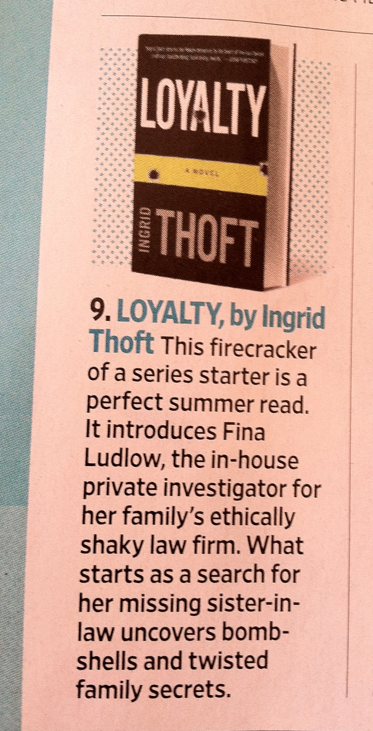 Loyalty by Ingrid Thoft EW Must List