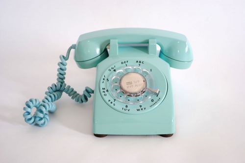 vintage blue rotary phone