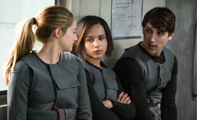 Tris (Shailene Woodley), Christina (Zoe Kravitz) and Will (Ben Lloyd-Hughes) Photo: Summit Entertainment